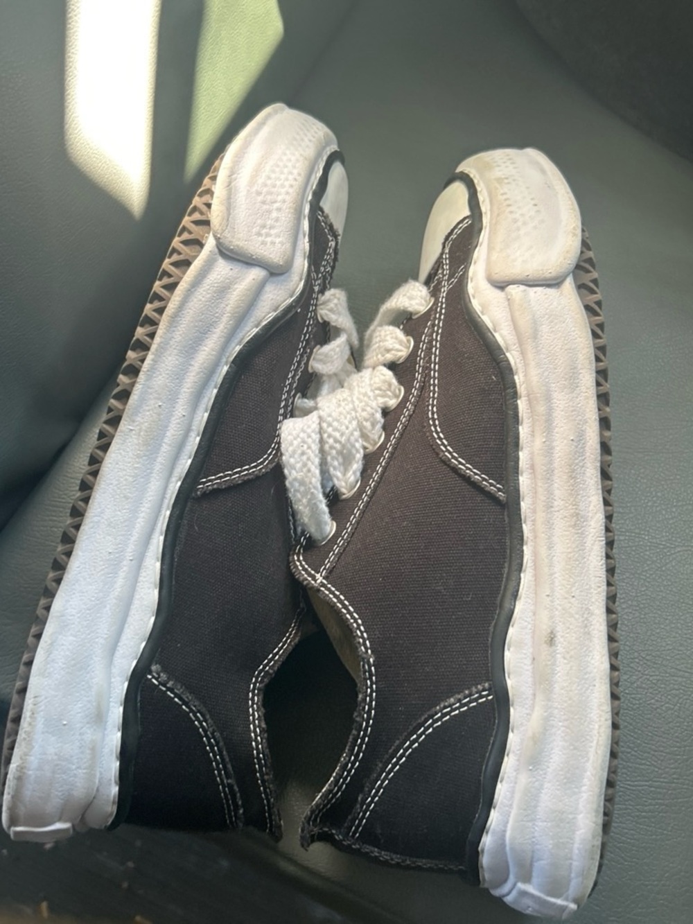 Miharayasuhiro Black Canvas Low-Top Sneakers with White Soles